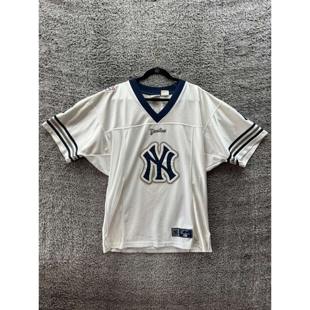 Vintage Lee Sport MLB New York Yankees V-Neck Mesh‎ Shirt White Mens Size L/XL